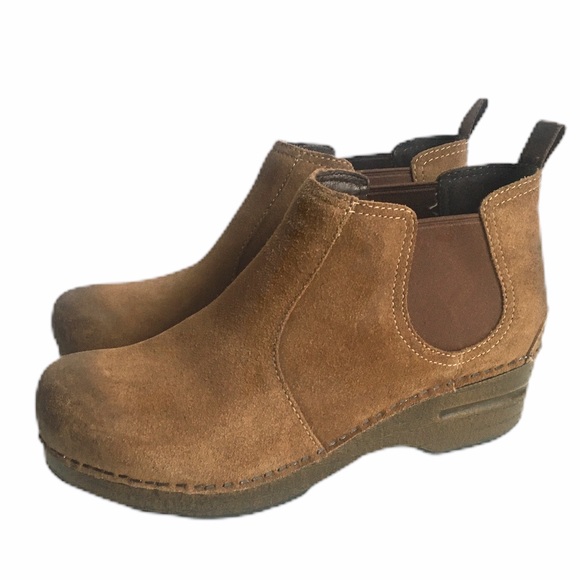 Dansko Shoes - Dansko Booties Suede Brown Boots Clogs Distressed
